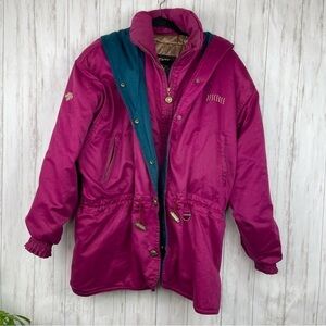 Vintage Descente winter ski jacket maroon and teal